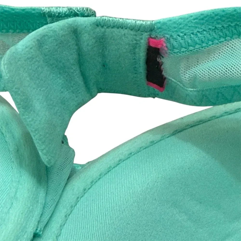 Victoria's Secret Lace 34DD Bra Underwire Padding Full Coverage‎ Green Sparkle